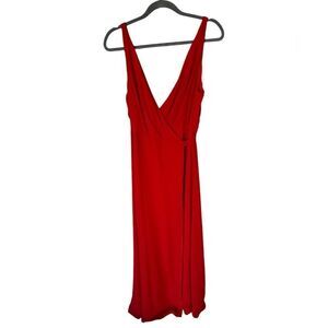 Fame and Partners Red Maxi Wrap Dress Tulle Scoopback 10